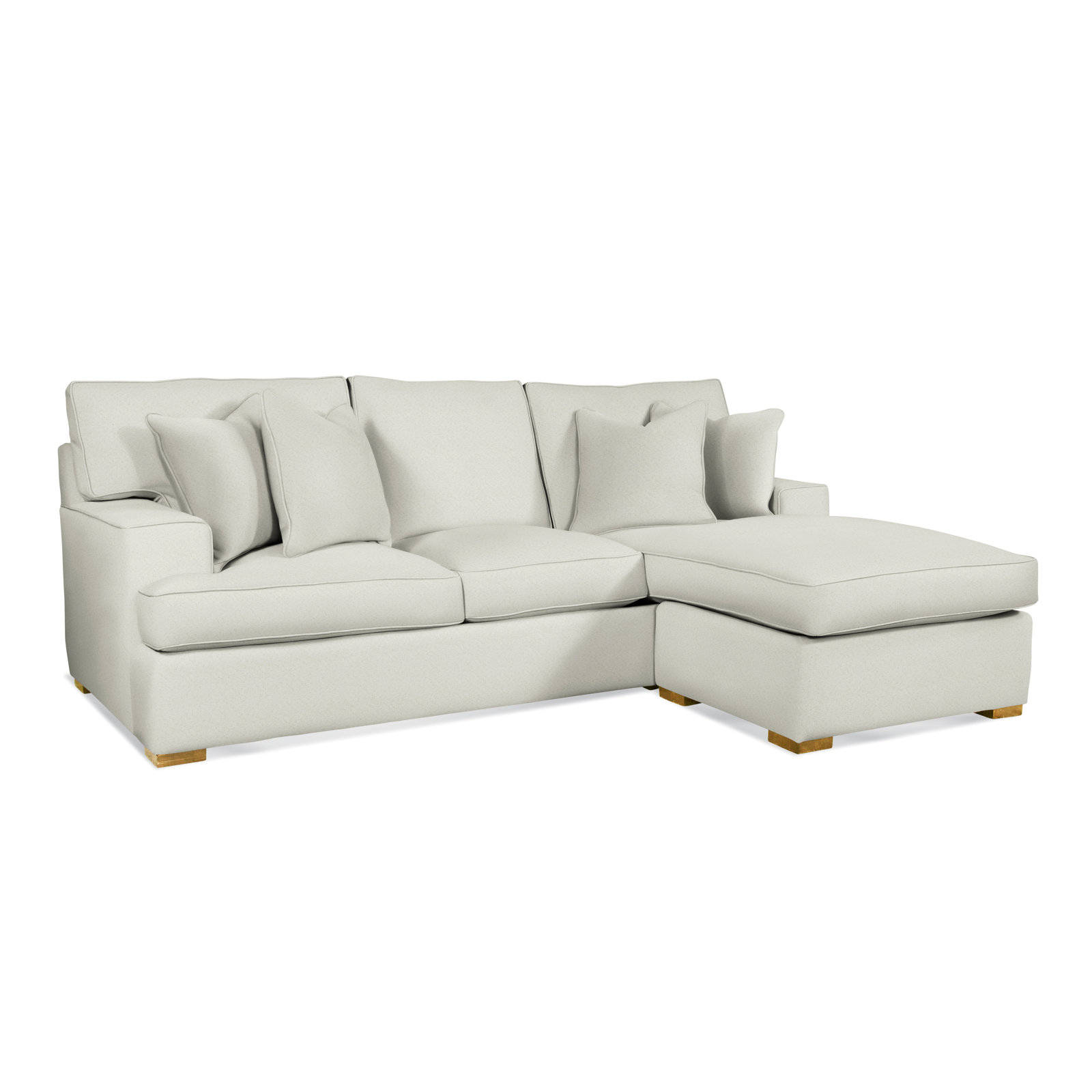 Sadie 97" Wide Reversible Sofa & Chaise with Ottoman, Green and Blue Stripe; 0252-54, Honey Finish