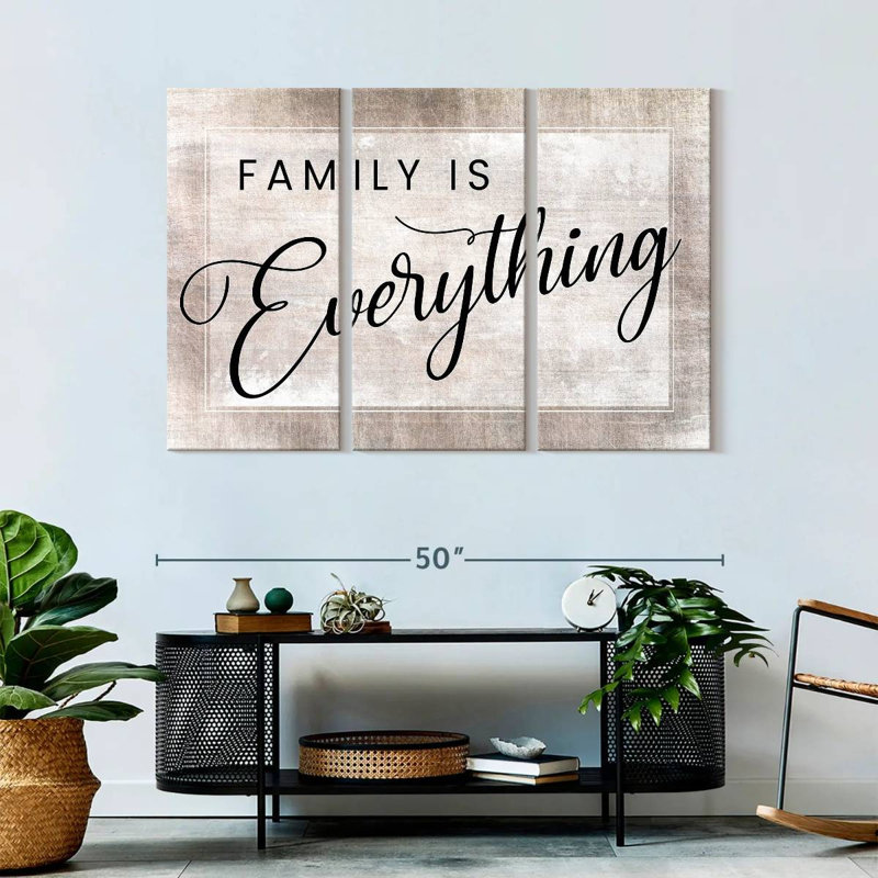 "Family And Home Typographie" Family Is Everything Quote, H 32 po x l 50 po x P 1,25 po