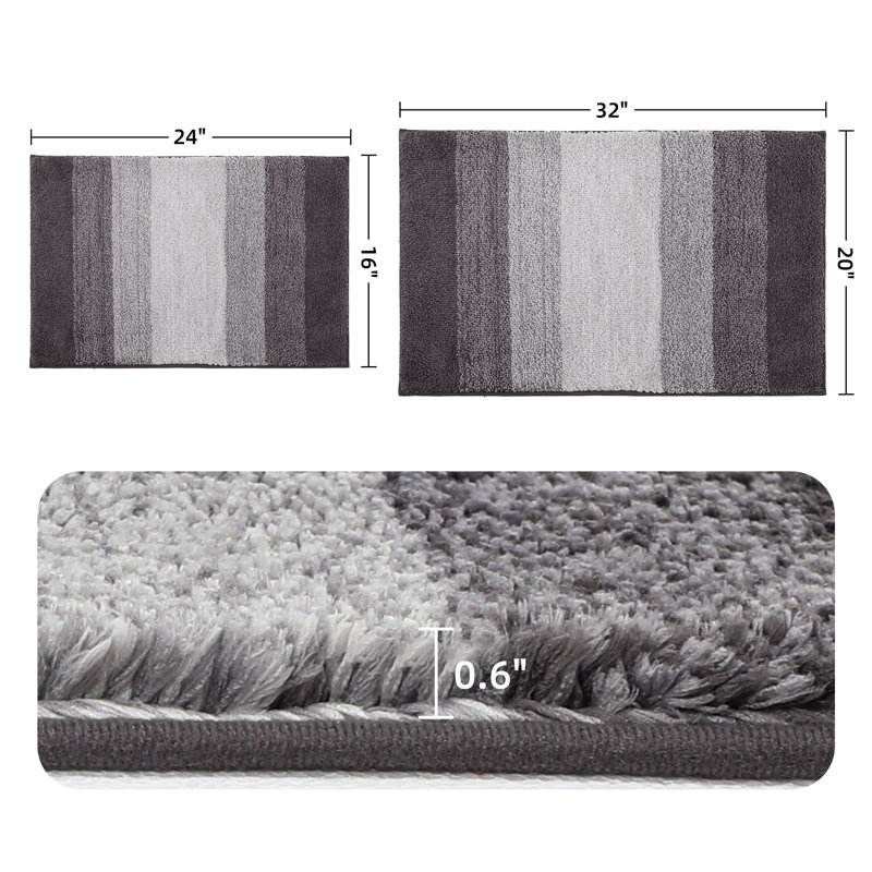 Water Absorbent Soft Plush Bath Mat, 31.5" L x 19.68" W, Gray