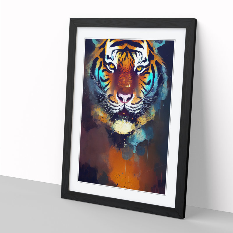 Tiger Painted Vol.2 - Single Picture Frame Rectangle Print, Black, 64cm H x 46cm W x 2cm D