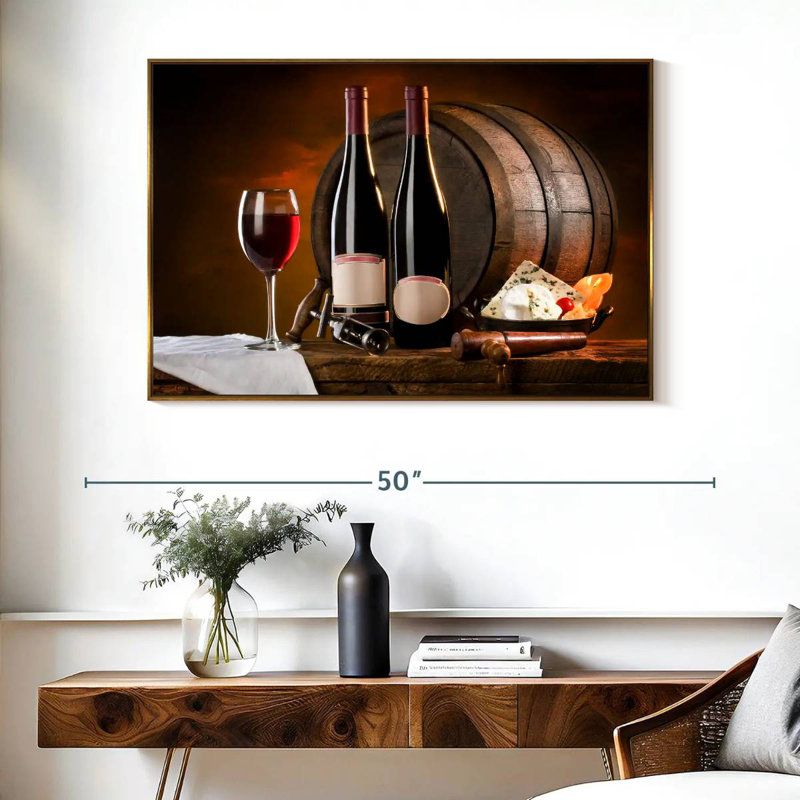 Vin rétro raffiné, Cadre flottant doré, 40 po x 27 po