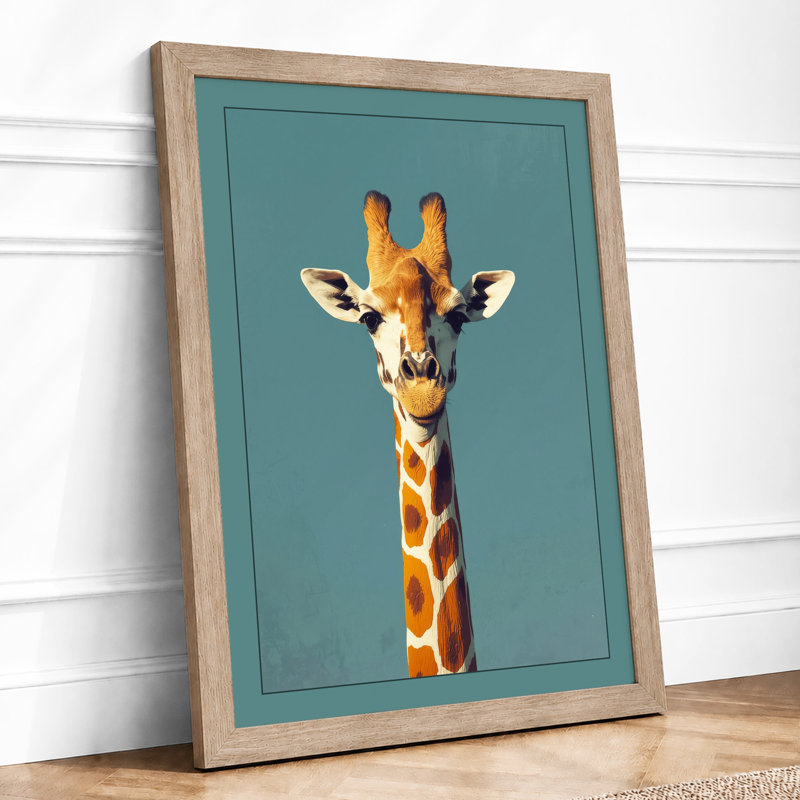Forward Giraffe Modern - Framed Print, A3 - 42.0 x 29.7 cm, Oak