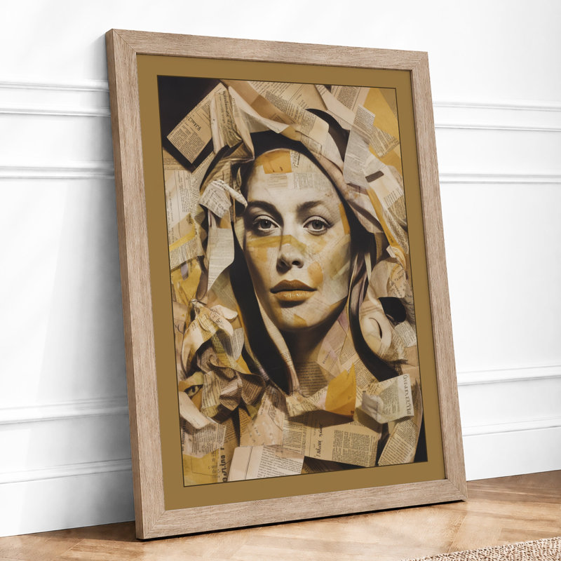 Layered Contemplation Modern - Framed Print, A3 - 42.0 x 29.7 cm, Oak