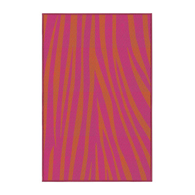 Tapis jaune/rose tissé à la machine