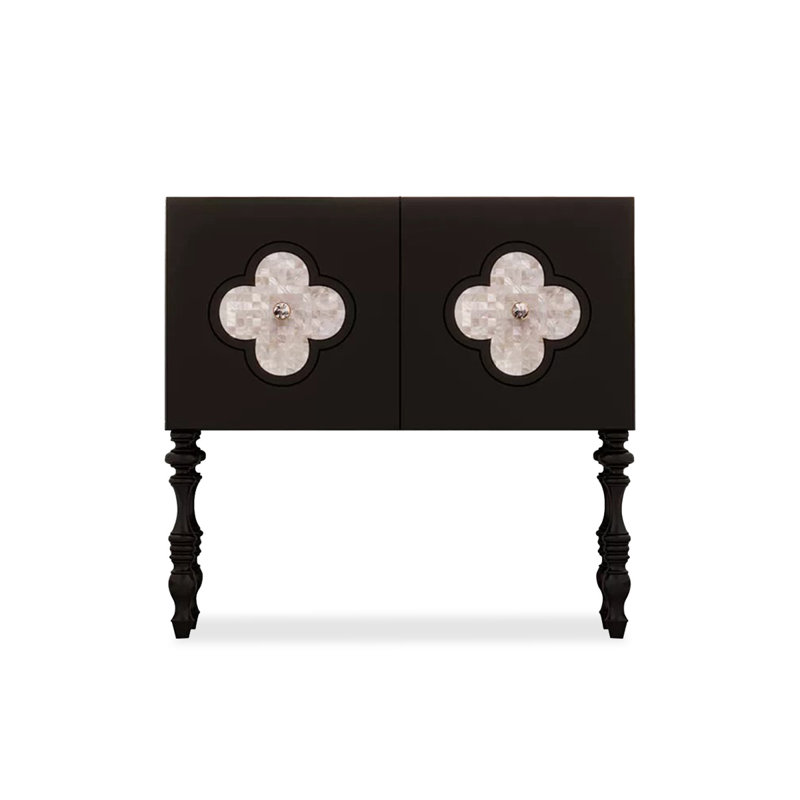 Console rectangulaire en bois massif noir, H 33,46 po x l 35,43 po x P 15,75 po