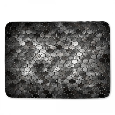 Metallic Hexagon Tiles Bath Mat