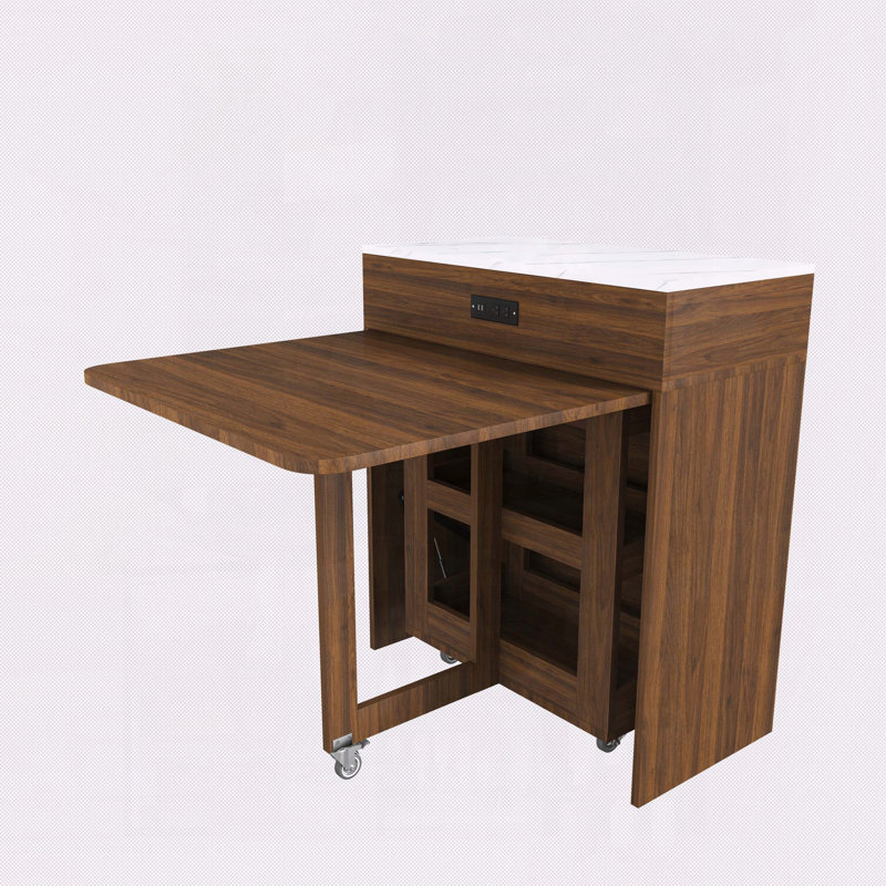 Table d'appoint pliable 3 en 1 avec 4 tablettes de rangement, table de salle à manger extensible de 41 pouces