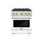 ZLINE Autograph Edition 30 in. 4.2 cu. ft. Paramount Gas Range W/ 4 Burner DuoPro Cooktop and Convection Gas Oven in Stainless Steel W/ White Matte Door and Champagne Bronze Accents-82425343-172713410
