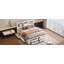 Lit plateforme très grand avec tête de lit à rangement et 8 tiroirs, blanc, maximisant l'espace et le style-121090114-121090116