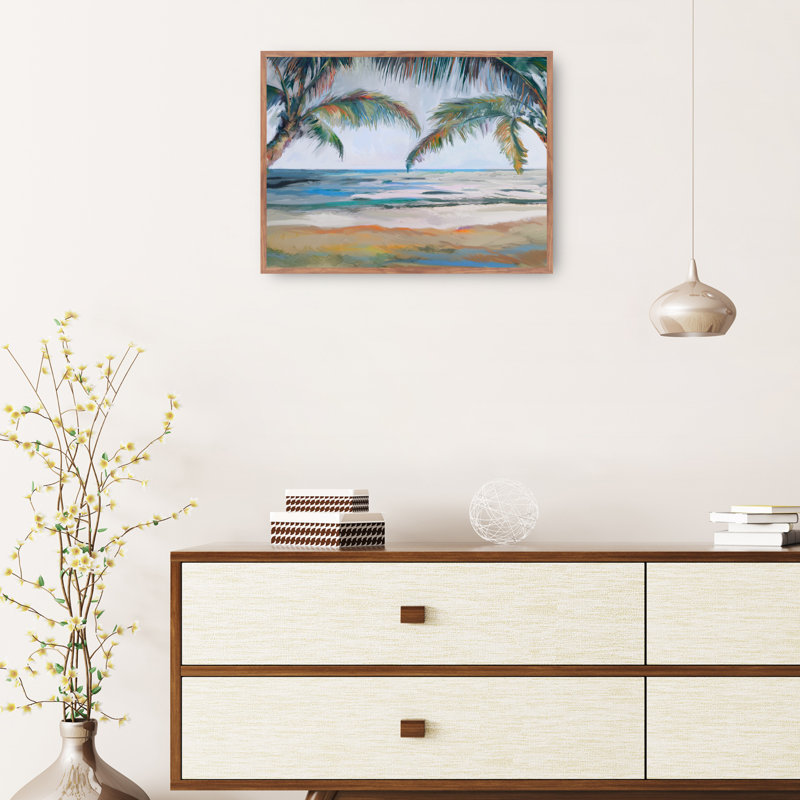 «Beyond The Palms» par Studio Arts, reproduction d'art sur toile, H 31 po x l 41 po, Toile avec cadre flottant, Taupe
