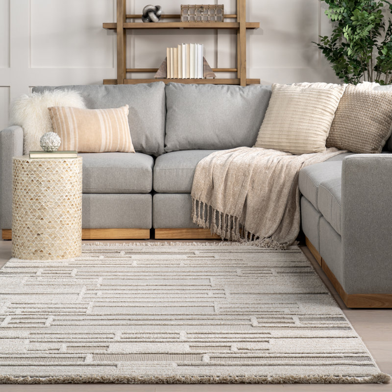 Ismene Modern High-Low Fringe Area Rug, Rectangle 4' x 6'