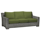 Rustic 81.25" Wide Outdoor Wicker Patio Sofa with Cushions