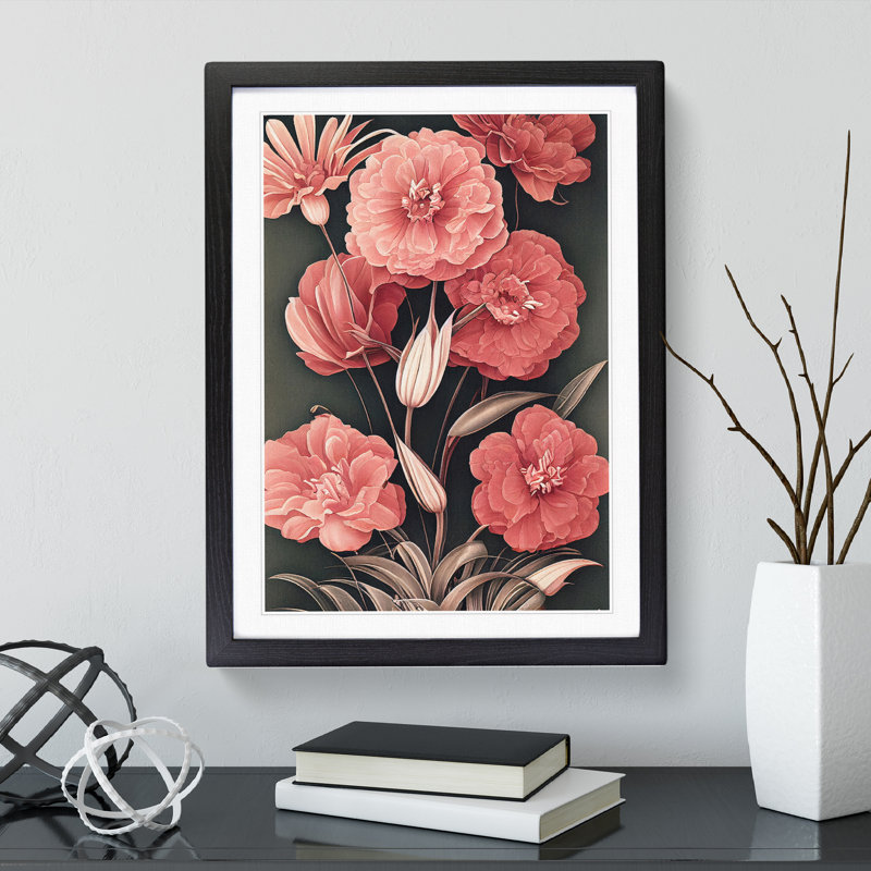 Uplifting Flowers - Single Picture Frame Print, Black , 64cm H x 46cm W x 2cm D