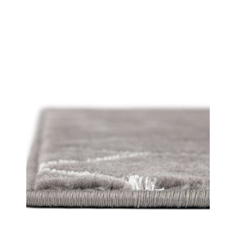 Tapis gris argenté à motif géométrique glam, Rectangle 3 pi 1 po x 5 pi 3 po