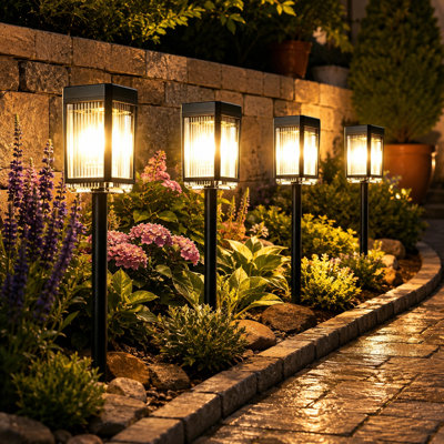 8-Pack Solar Pathway Lights with 3 Brightness Modes and 10-40 LM Output, IP65 Waterproof Solar-Powered Garden Lighting for Walkway, Driveway, Yard and Patio, Warm White