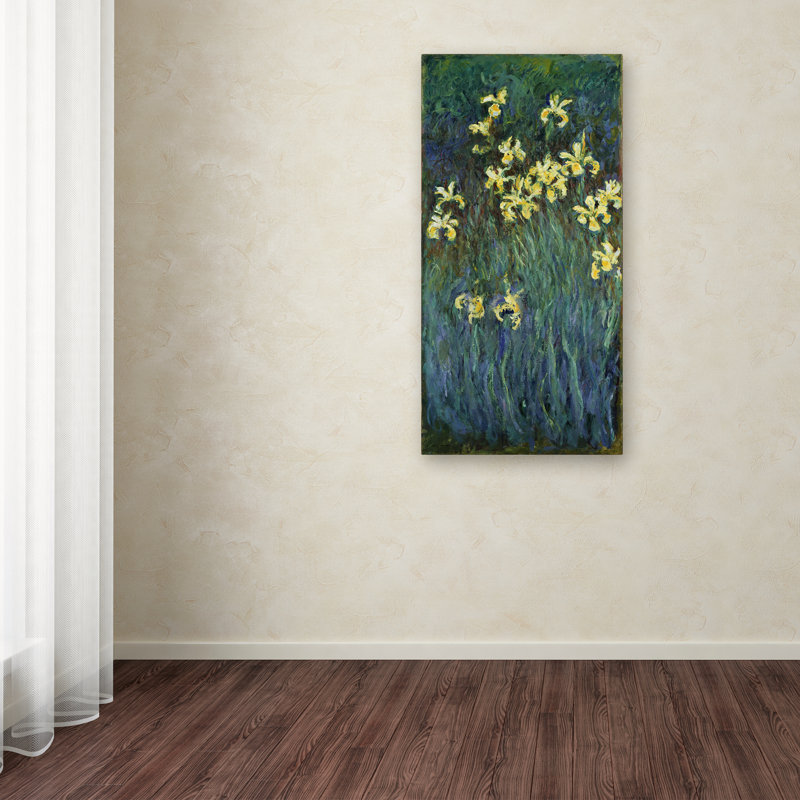 « the yellow irises » par claude monet, reproduction d’art sur toile, H 47 po x l 20 po x P 2 po