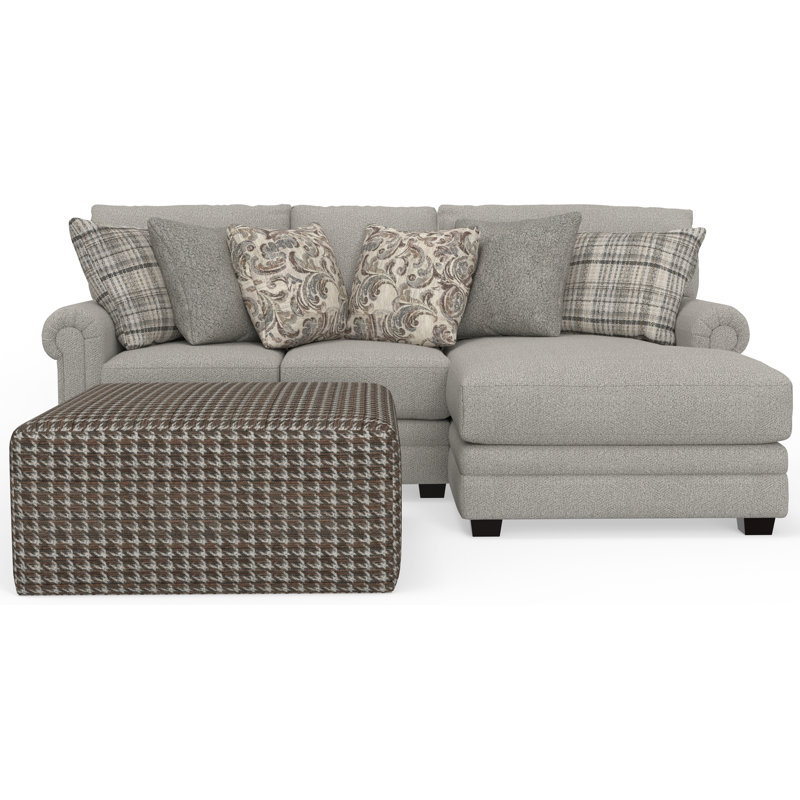 Livingston - 2Pc Sofa Chaise With Comfort Coil Seating, 40" Cocktail Ottoman And 6 Accent Pillows Included, Right Hand Facing