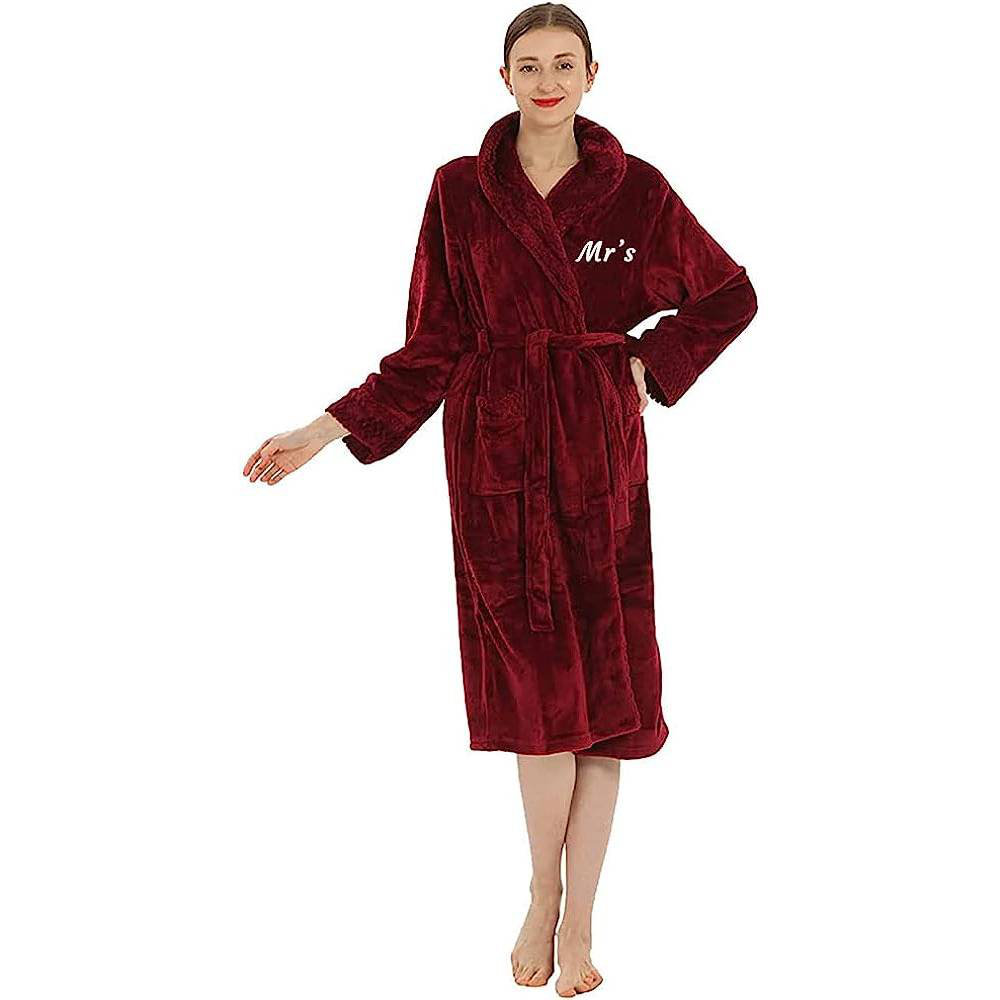 Unisex Mid-Calf Bathrobe with Pockets Everly Quinn 