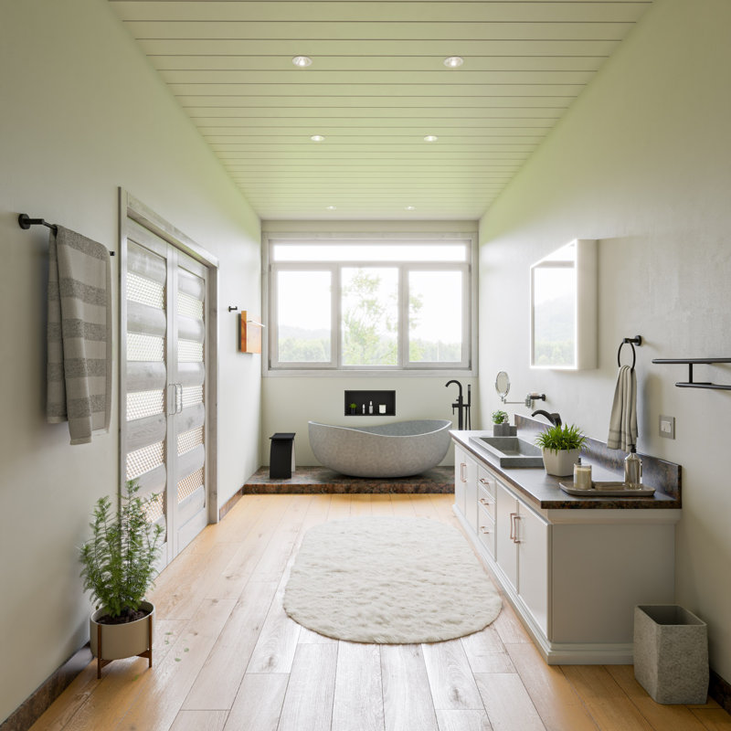 Gray Matte Geometric Concrete Bathroom Waste Bin