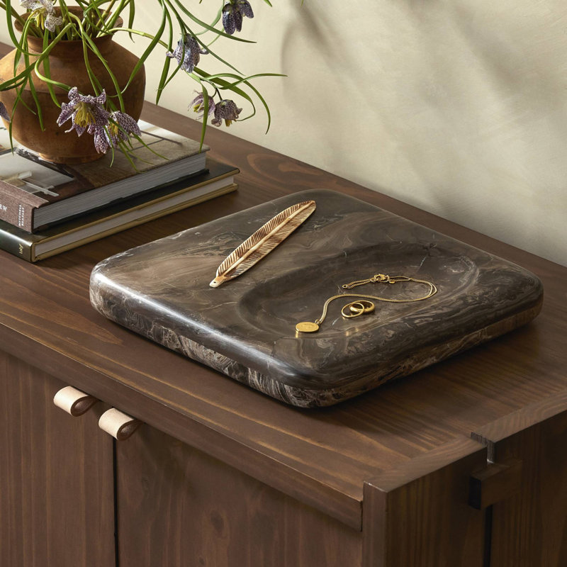 Rossi Marble Decorative Plate, Rocky Brown Marble