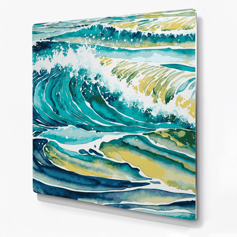 «Coastal Tropical Waters», art mural en métal beige, H 32 po x l 32 po