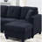 7 Sectional Dark Blue Soft Microfiber Skin- High Cushions Two Cup Holders Solid Wood Frame For Comfort And Stability Use