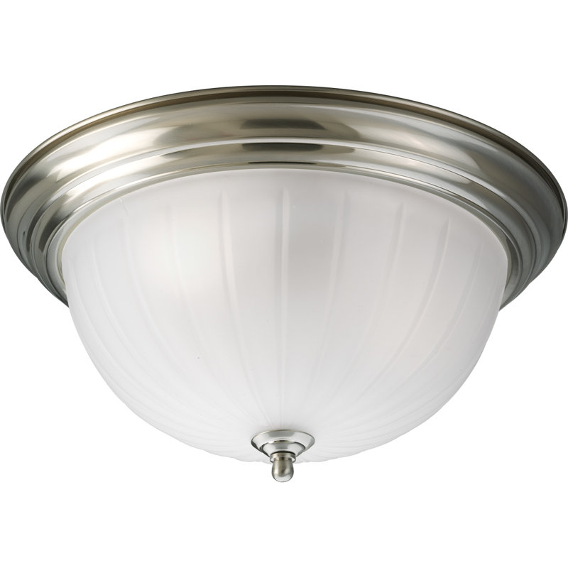 Plafonnier semi-encastré 3 lumières 15,25" Parthenia, Nickel brossé, Culot moyen