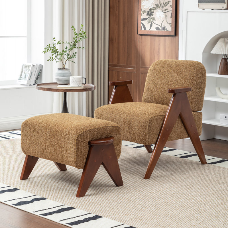 Fauteuil avec repose-pieds Bula, Jaune