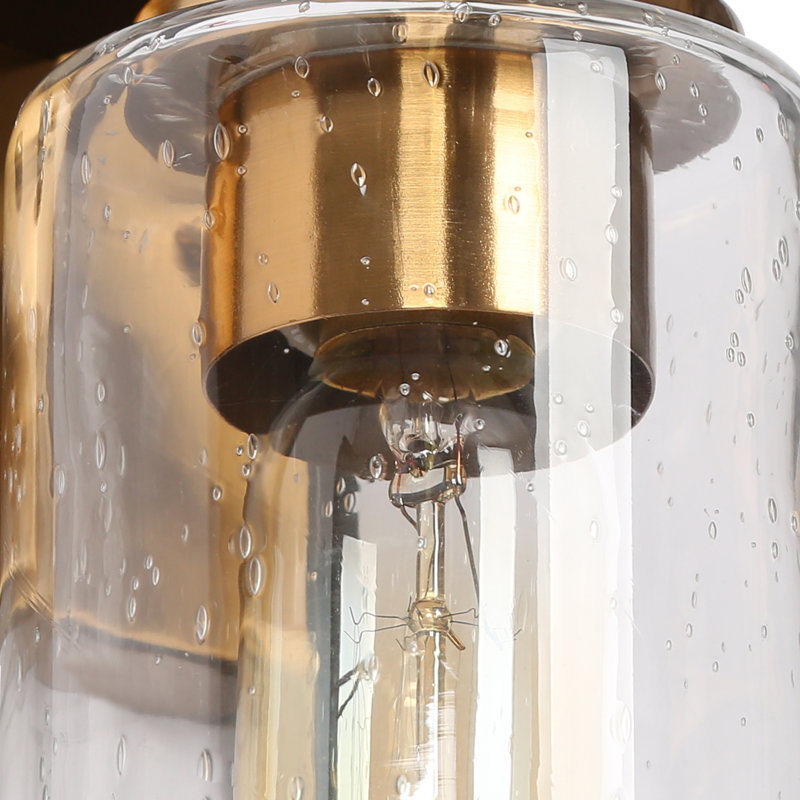 Éclairage de salle de bain à 2 lumières à intensité variable noir / laiton avec verre ensemencé Grisella 