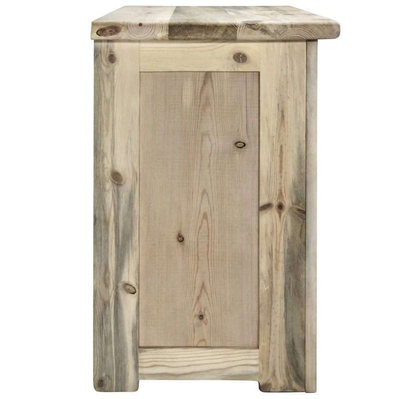 Commode 3 tiroirs Bigstone de la collection Big Sky avec détails en fer forgé - finition laquée transparente naturelle