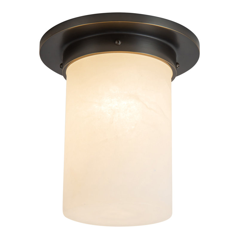 Mineral 8-in Brass Flush Mount, Alabaster, Oil Rubbed Bronze