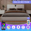 Lit plateforme tapissier luxueux en similicuir avec tête de lit épaisse, haut-parleurs Bluetooth et lumière DEL RVB, aucun sommier nécessaire-863643138-863643142