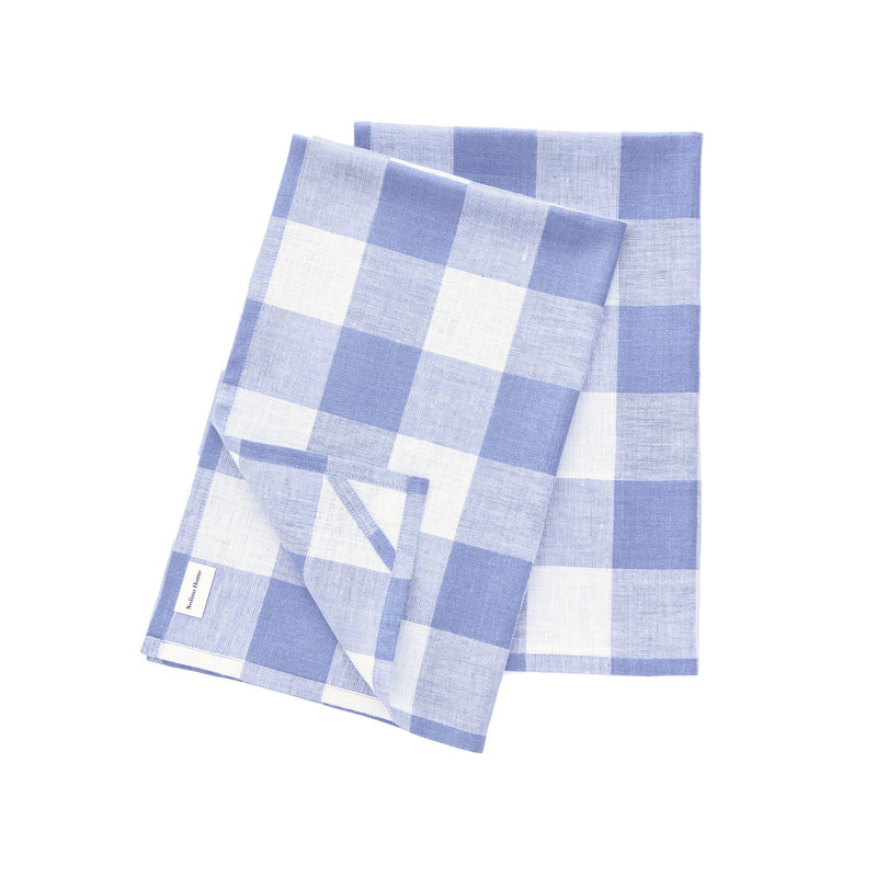Buffalo Checks - 100% Pure Linen Kitchen Towel, Hydrangea Blue