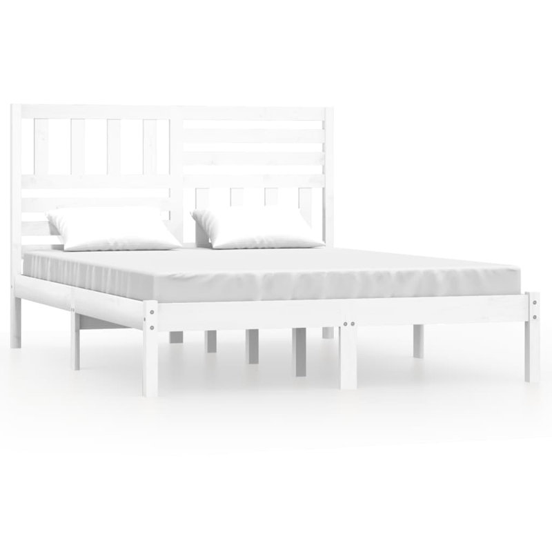 Bed Frame Solid Wood, Small Double (4'), white