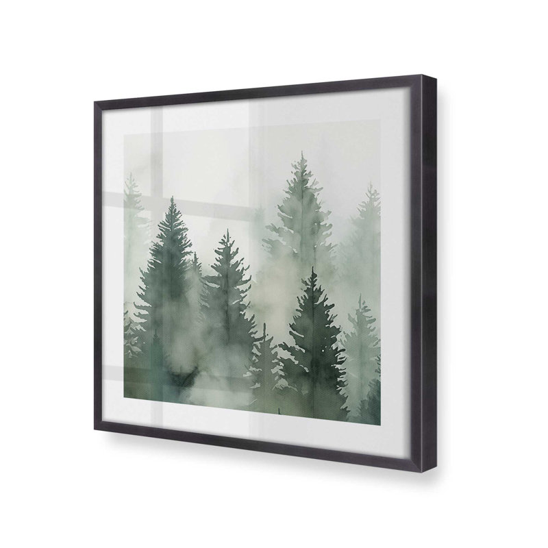 Green Haze Woodland II, Cadre en zinc patiné, H 13,75 po x l 13,75 po