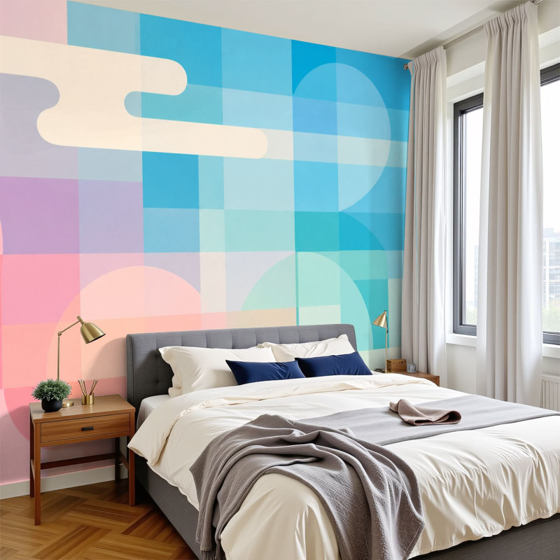 Papier peint adhésif auto-adhésif moderne pour la chambre à coucher L 69 po x l 96 po Peel and Stick