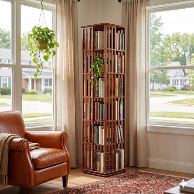 6-tier Solid Wood Rotating Bookcase