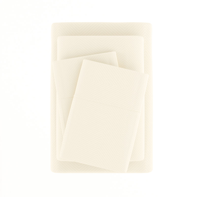 Simply Soft™ Chevron Embossed Bed Sheet Set, Twin, Ivory