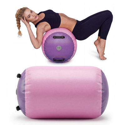 High-Density Inflatable Air Roller Barrel for Gymnastics – Tumbling Backbend Trainer – Waterproof, Durable, Home Gym Equipment – Ideal for Cheerleading, Yoga, Martial Arts – 20x20x31in – Pink Purple