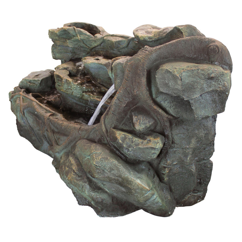 Staggered Rock Canyon Cascading Fountain with LED Lights