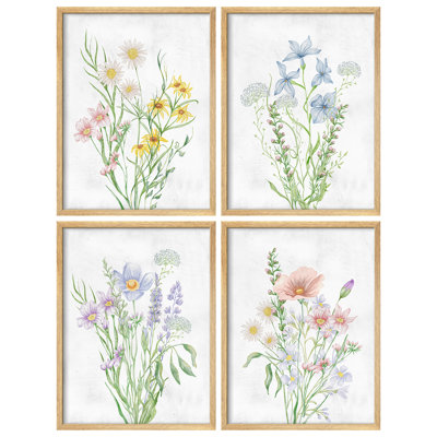 Lumineux, fleurs sauvages mignonnes et modernes, impressions encadrées, affiches, petit art mural de salle de bain
