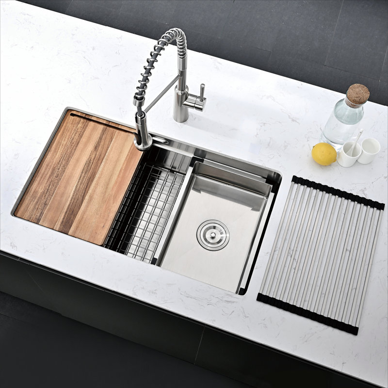32'' Brushed Stainless Steel Undermount Workstation Kitchen Sink