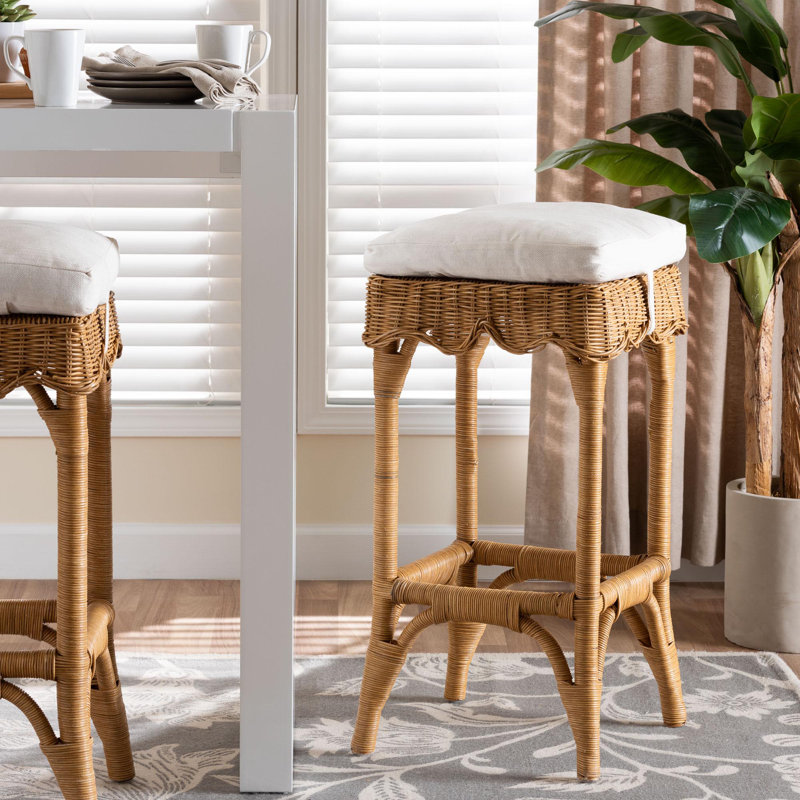 Muy Boho 29.5" Rattan Bar Stool, Bar Stool (29.5" Seat Height)