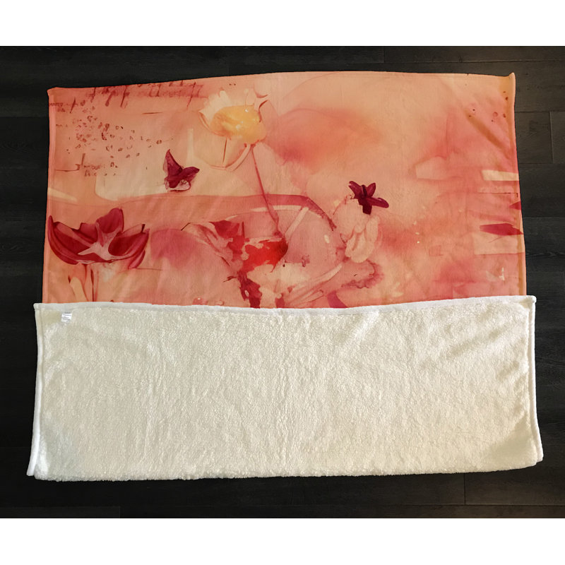 Throw Blanket, 51" W x 60" L, Floral/Abstract, Orange/Red