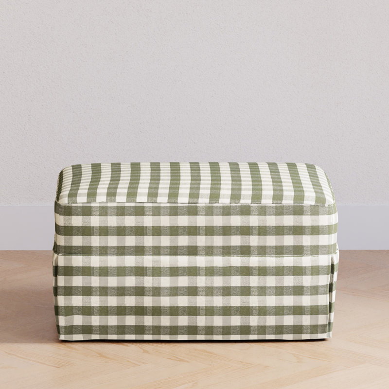 Crawford Ottoman, Green Gingham