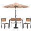 Table carrée en acier avec 4 chaises empilables en teck Agit-1908681004-1908681007