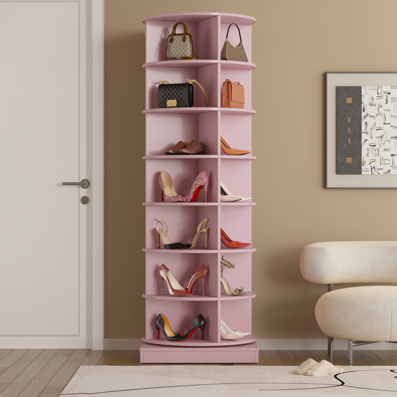 Armoire à chaussures rotative 360, Duplicata rose, H 64,96 po x l 24 po x P 24 po