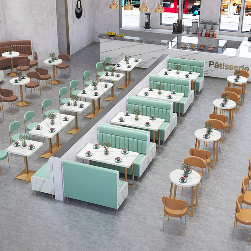 Banc rembourré en similicuir Light Luxury Cafe, Turquoise clair