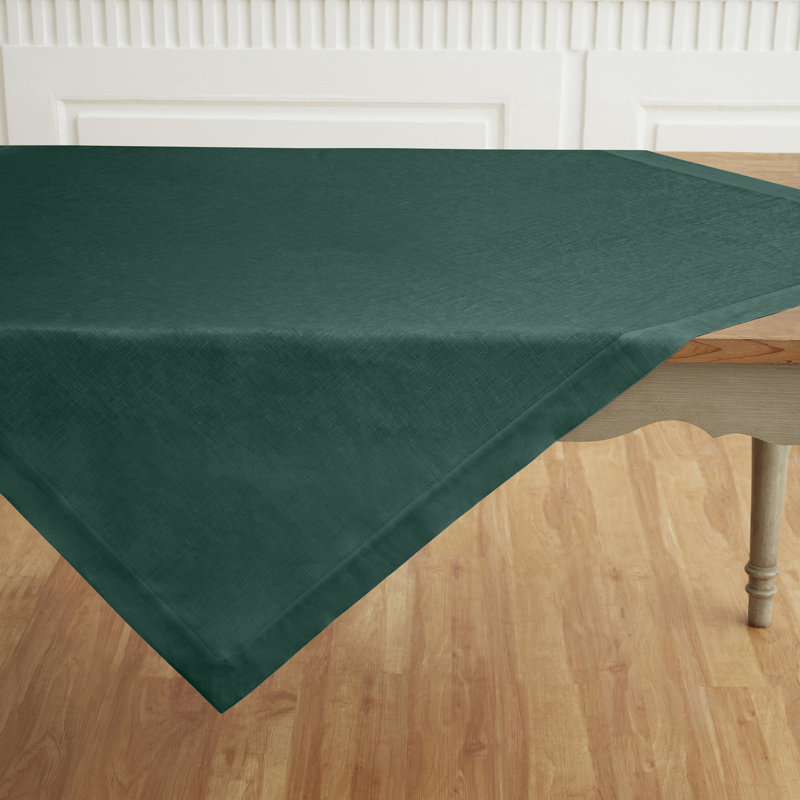 Fete - 100% Pure Linen Table Throw, Rainforest, Solid Color