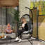 Outsunny Rattan Hanging Egg Chair with Stand Foldable 150 kg Dark Grey